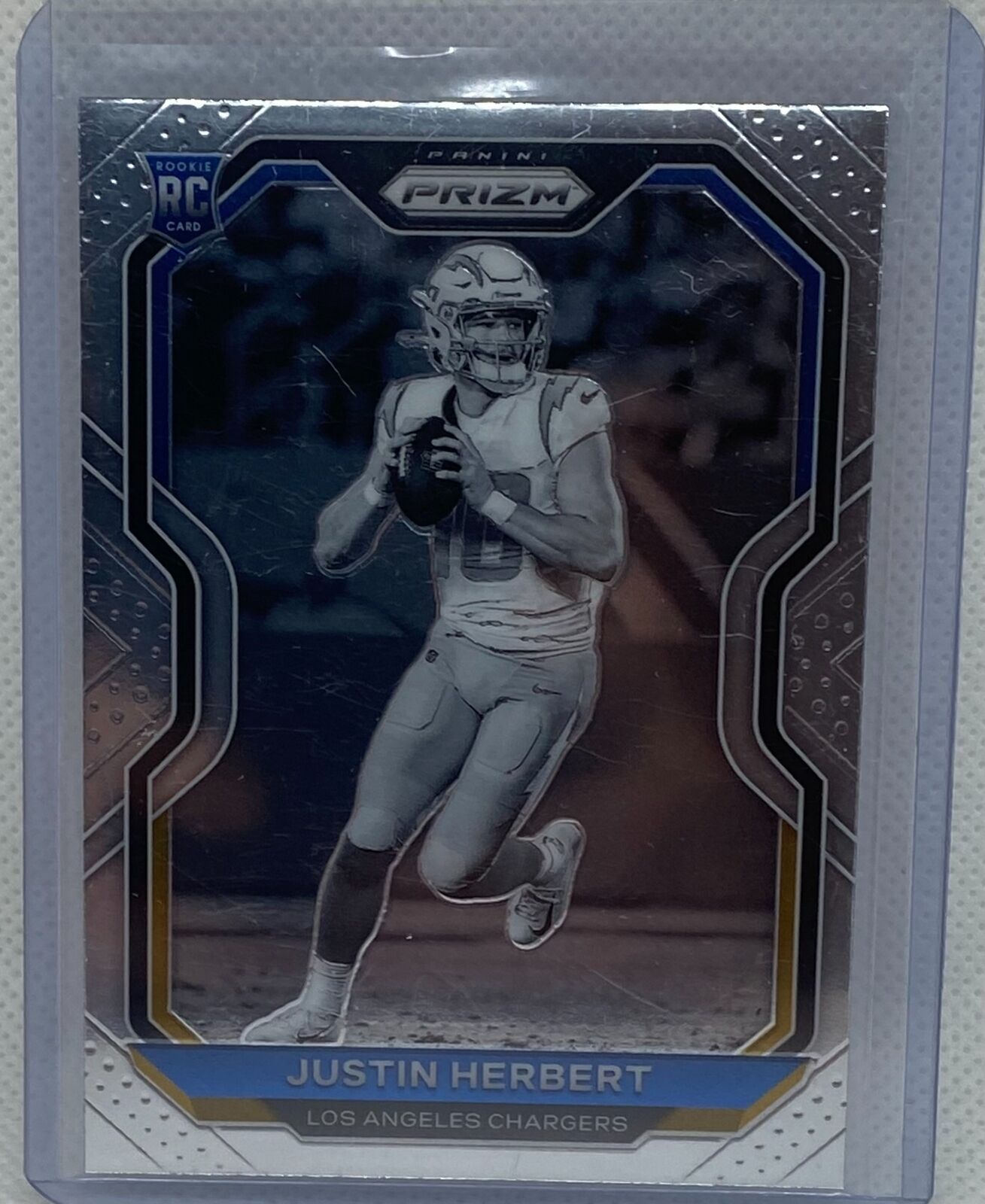 JUSTIN HERBERT 2020 PANINI PRIZM BLACK AND WHITE NEGATIVE SP VARIATION RC #325