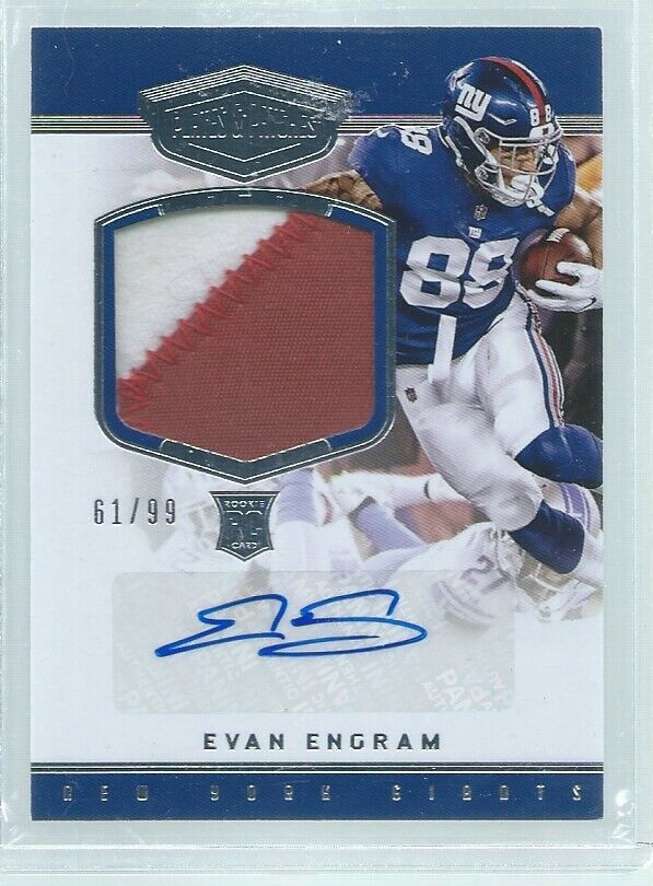 EVAN ENGRAM 2017 PANINI PLATES & PATCHES 2-COLOR PATCH AUTO RC #D 61/99