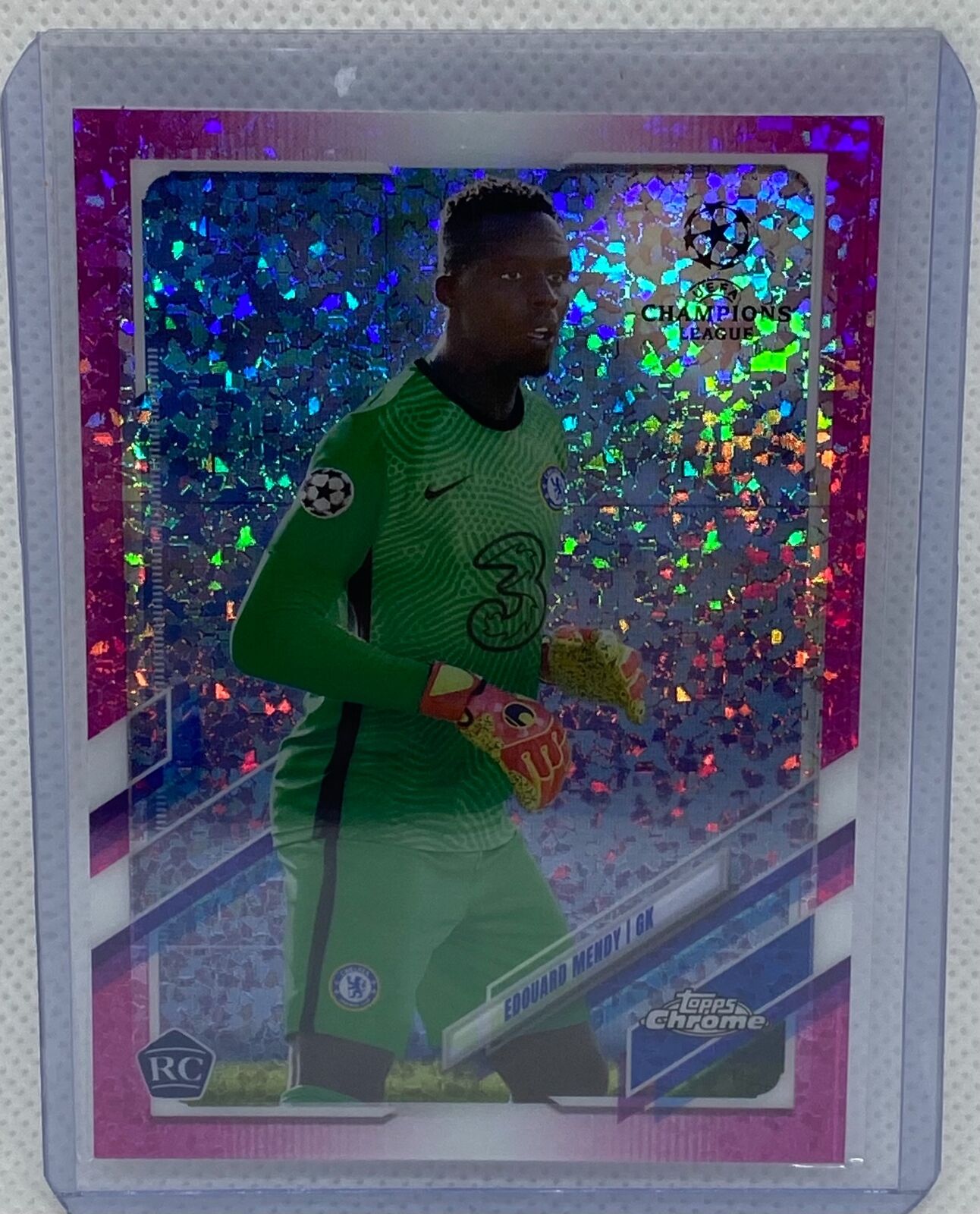 EDOUARD MENDY 2020-21 TOPPS CHROME CHAMPIONS PINK DIAMOND REFRACTOR RC #D /175