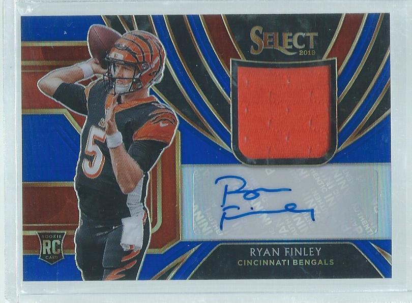 RYAN FINLEY 2019 PANINI SELECT BLUE PRIZM JERSEY AUTO RC #D 75/75