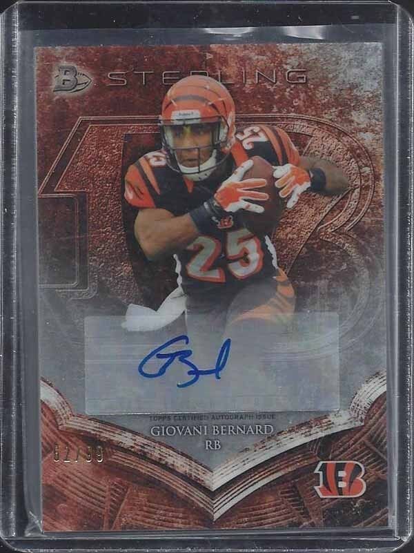 GIOVANI BERNARD 2014 BOWMAN STERLING ORANGE REFRACTOR BENGALS AUTO #D 62/99