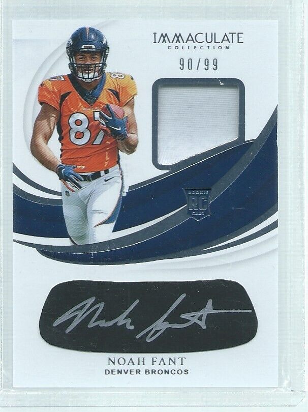 NOAH FANT 2019 PANINI IMMACULATE COLLECTION EYE BLACK PATCH AUTO RC #D 90/99