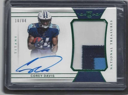 COREY DAVIS 2017 NATIONAL TREASURES GREEN RPA 3 COLOR PATCH ON CARD AUTO RC /84