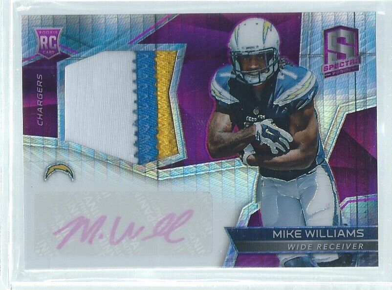 MIKE WILLIAMS 2017 PANINI SPECTRA 3 COLOR PATCH AUTO PINK PRIZM RC #D 10/10