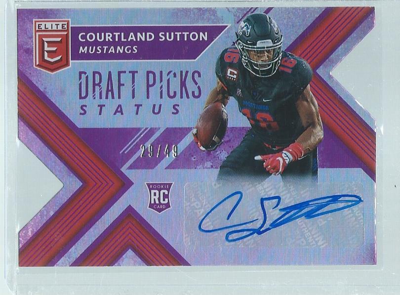 COURTLAND SUTTON 2018 PANINI ELITE DRAFT PICKS DIE CUT PURPLE AUTO RC #D 93/299