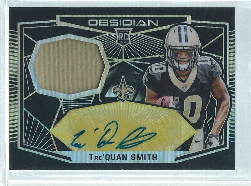 TRE'QUAN SMITH 2018 PANINI OBSIDIAN ETCH GOLD PATCH AUTO RC #D 5/10