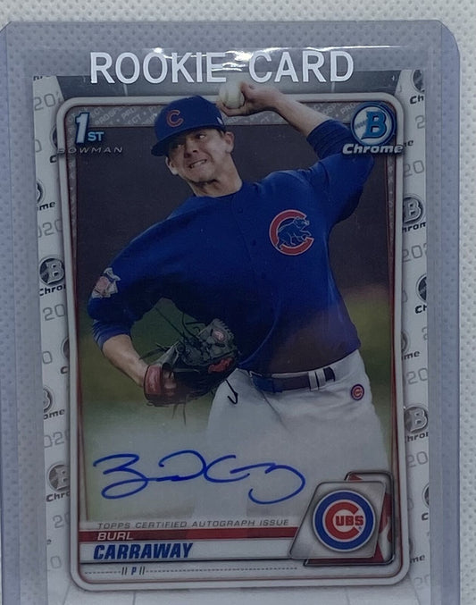 BURL CARRAWAY 2020 TOPPS 1ST BOWMAN CHROME PROSPECTS ON CARD AUTO #CDA-BC