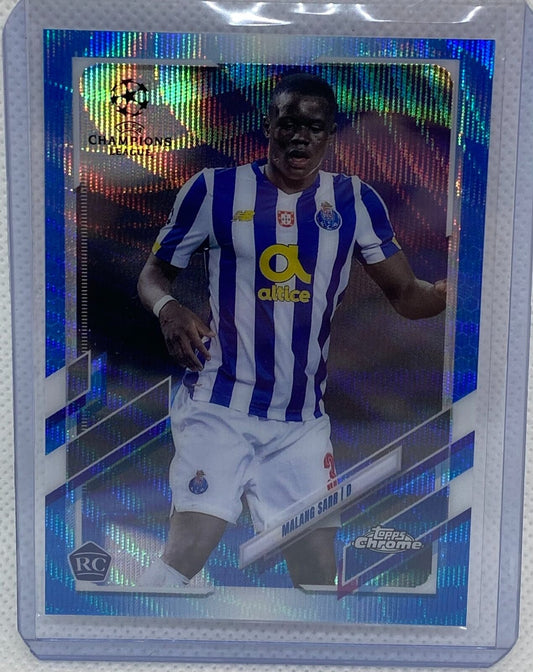 MALANG SARR 2020-21 TOPPS CHROME CHAMPIONS LEAGUE BLUE WAVE REFRACTOR RC #D /75