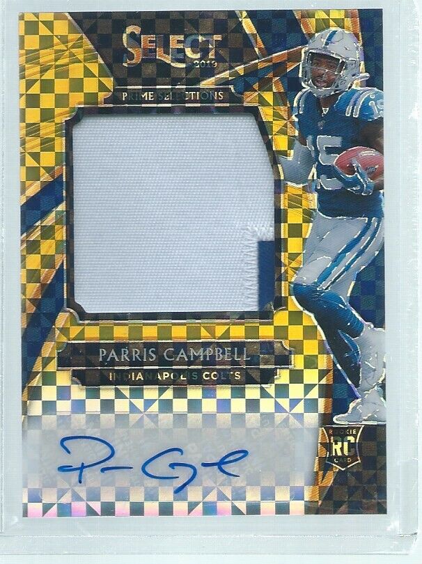 PARRIS CAMPBELL 2019 PANINI SELECT 2-COLOR PATCH AUTO GOLD PRIZM RC #D 5/10
