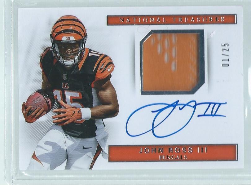 JOHN ROSS III 2017 NATIONAL TREASURES PATCH ON CARD AUTO RC #D 1/25