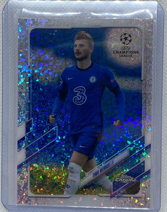 TIMO WERNER 2020-21 TOPPS CHROME CHAMPIONS LEAGUE SPECKLE DIAMOND REFRACTOR #25