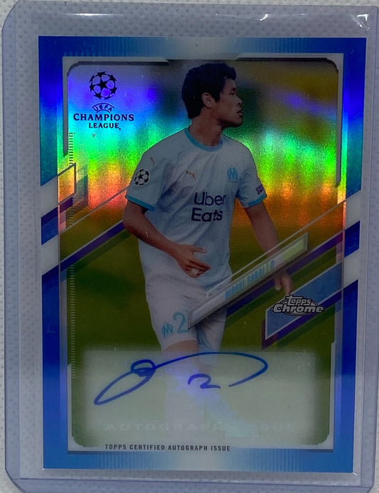 HIROKI SAKAI 2020-21 TOPPS CHROME LEAGUE CHAMPIONS BLUE REFRACTOR AUTO #D /150