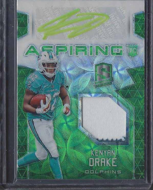 KENYAN DRAKE 2016 SPECTRA ASPIRING NEON GREEN PRIZM RPA PATCH AUTO RC #D 9/25