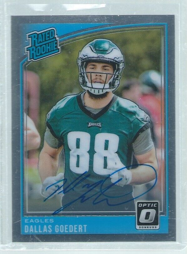DALLAS GOEDERT 2018 PANINI DONRUSS OPTIC RATED ROOKIE ON-CARD AUTO RC #D 23/125