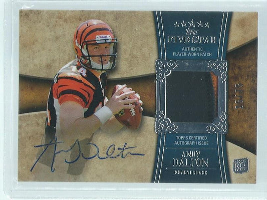 ANDY DALTON 2011 TOPPS FIVE STAR 2-COLOR PATCH ON-CARD AUTO RC #D /75
