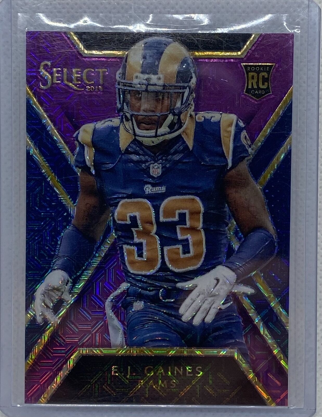 E.J. GAINES 2014 PANINI SELECT PURPLE MOJO PRIZM RC #D 1/5