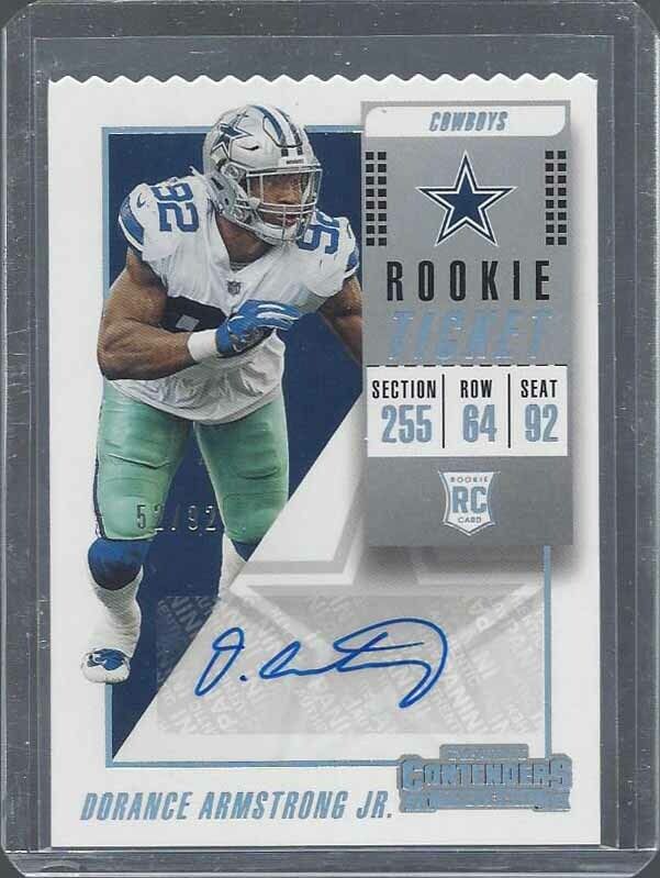DORANCE ARMSTRONG JR 2018 CONTENDERS TICKET STUB COWBOYS ROOKIE AUTO RC #D 52/92
