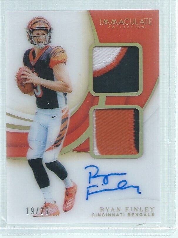 RYAN FINLEY 2019 PANINI IMMACULATE DUAL 3-COLOR PATCH ON-CARD AUTO RC #D 19/25
