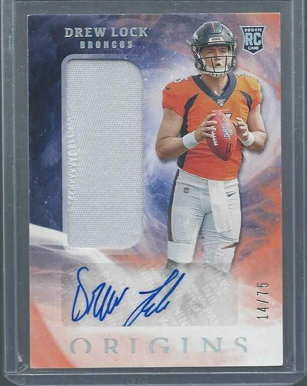 DREW LOCK 2019 PANINI ORIGINS ORANGE RPA ROOKIE PATCH AUTO RC #D 14/75
