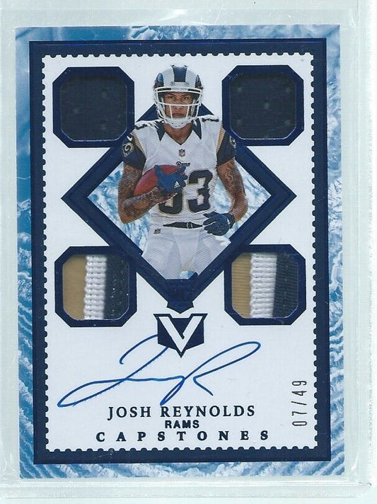 JOSH REYNOLDS 2017 PANINI VERTEX CAPSTONES QUAD PATCH ON-CARD AUTO BLUE RC /49