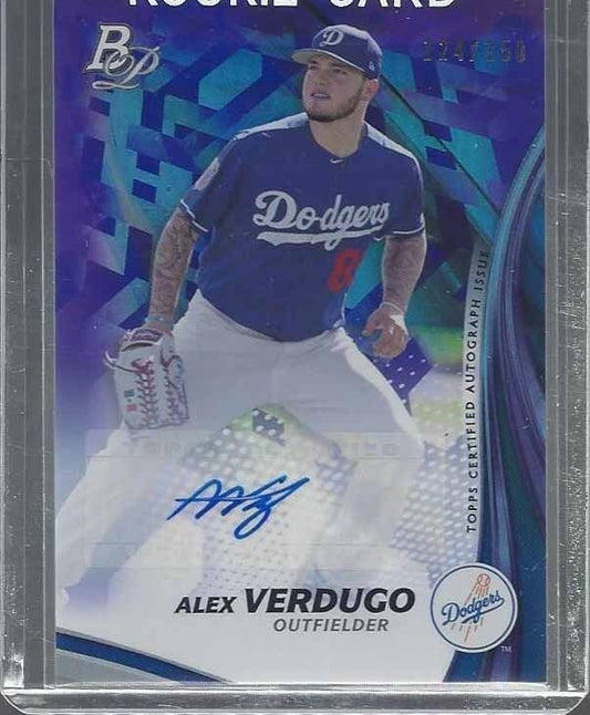 ALEX VERDUGO 2017 BOWMAN PLATINUM PURPLE PROSPECT AUTO #D 124/150