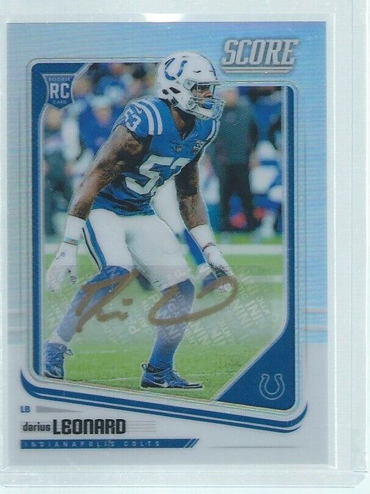DARIUS LEONARD 2018 PANINI SCORE HONORS AUTO SILVER RC #D 71/75