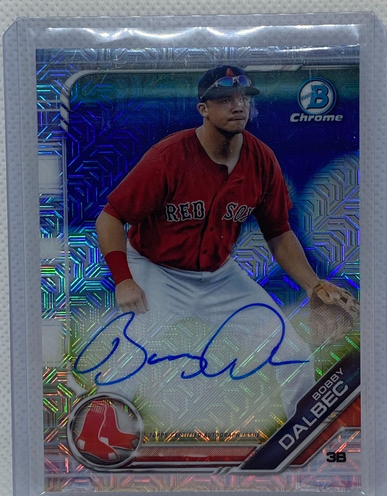 BOBBY DALBEC 2019 TOPPS BOWMAN CHROME MOJO MEGA REFRACTOR ON CARD AUTO #BMA-DB