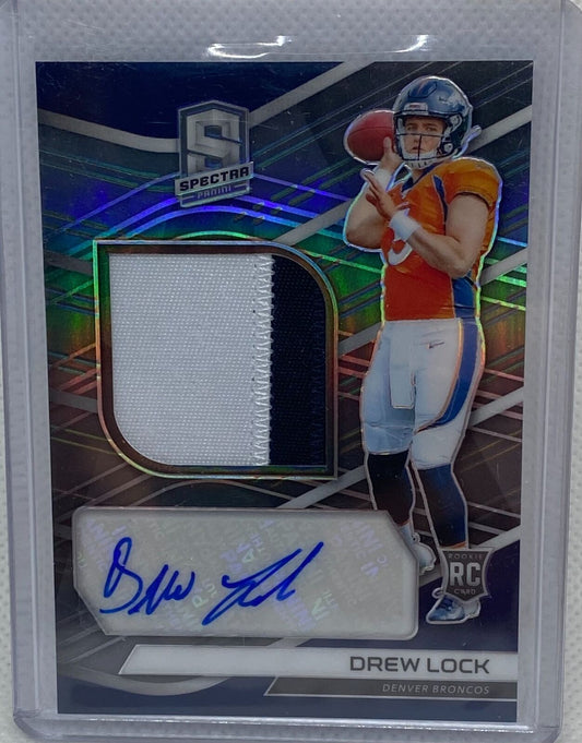 DREW LOCK 2019 PANINI SPECTRA RPA PATCH PRIZM AUTO RC #D 75/99