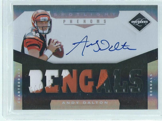 ANDY DALTON 2011 LIMITED SPOTLIGHT PHENOMS 3 CLR PATCH ON CARD AUTO RC #D 25/25
