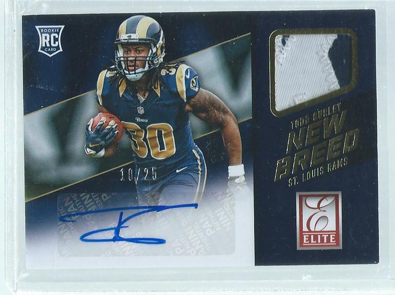 TODD GURLEY 2015 PANINI DONRUSS ELITE NEW BREED 2-COLOR PATCH AUTO RC #D 10/25