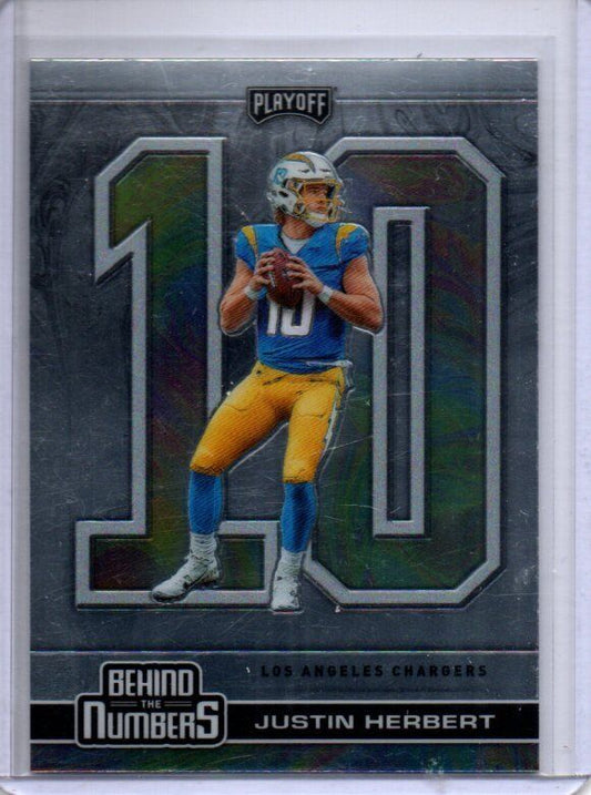 JUSTIN HERBERT 2020 PANINI PLAYOFF BEHIND THE NUMBERS ROOKIE RC #BTN-26