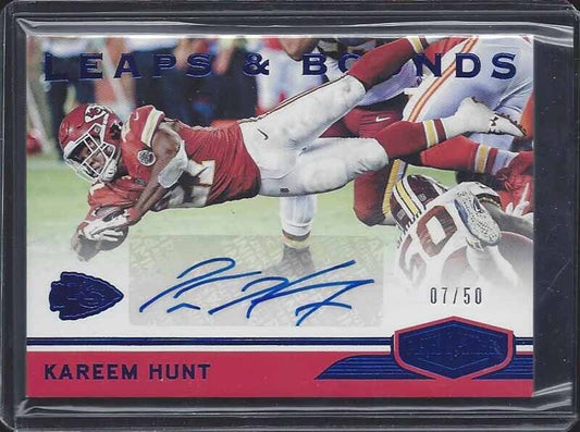 KAREEM HUNT 2018 PLATES & PATCHES LEAPS & BOUNDS BLUE AUTO #D 7/50