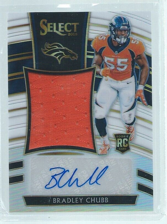 BRADLEY CHUBB 2018 PANINI SELECT WHITE PRIZM JERSEY AUTO RC #D 25/35