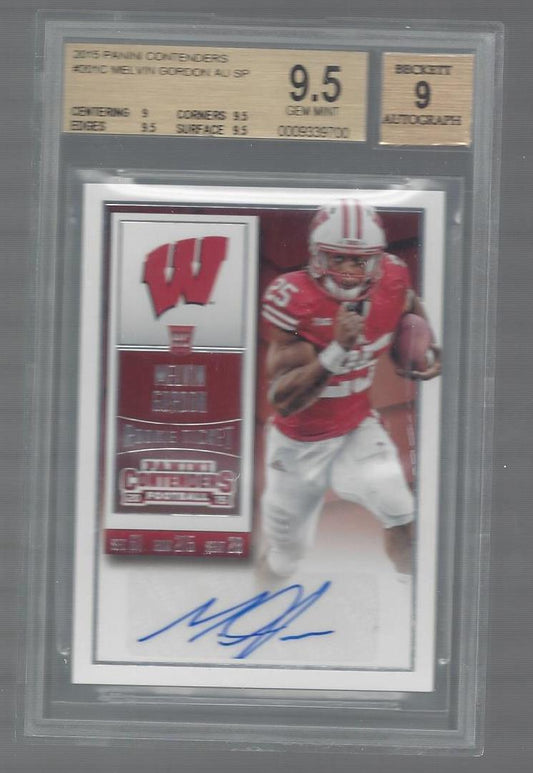 MELVIN GORDON 2015 CONTENDERS COLLEGE SHORT PRINT SP AUTO RC BGS 9.5 GEM MINT