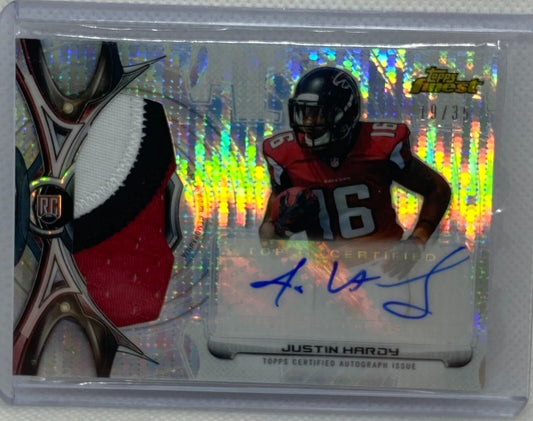 JUSTIN HARDY 2015 TOPPS FINEST RPA REFRACTOR JUMBO PATCH AUTO RC #D 19/35