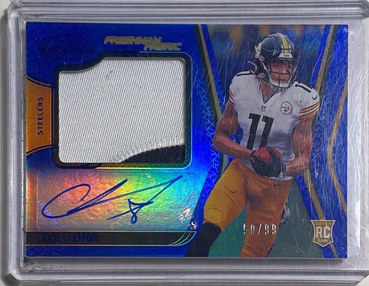 CHASE CLAYPOOL 2020 PANINI CERTIFIED PATCH AUTO BLUE ROOKIE RC #D 50/99