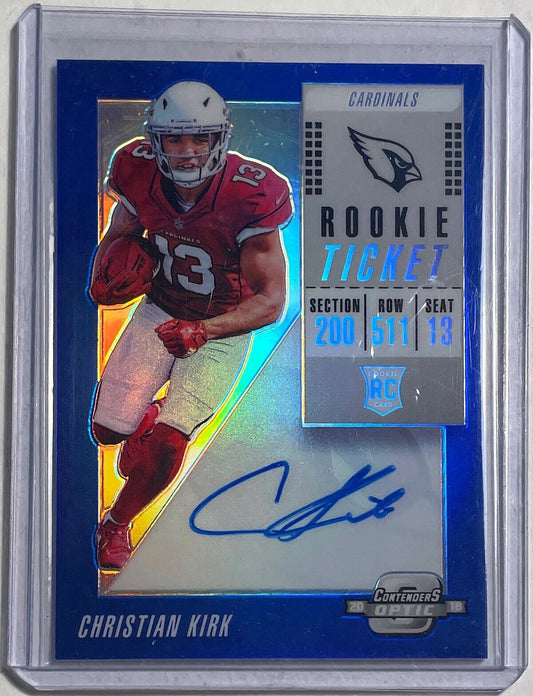 CHRISTIAN KIRK 2018 CONTENDERS OPTIC ON CARD AUTO BLUE PRIZM ROOKIE RC #D 15/15