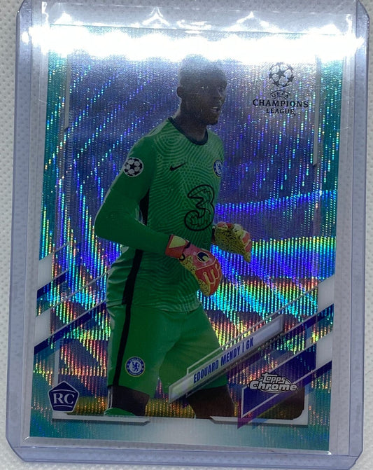 EDOUARD MENDY 2020-21 TOPPS CHROME CHAMPIONS LEAGUE TEAL WAVE REFRACTOR RC /199