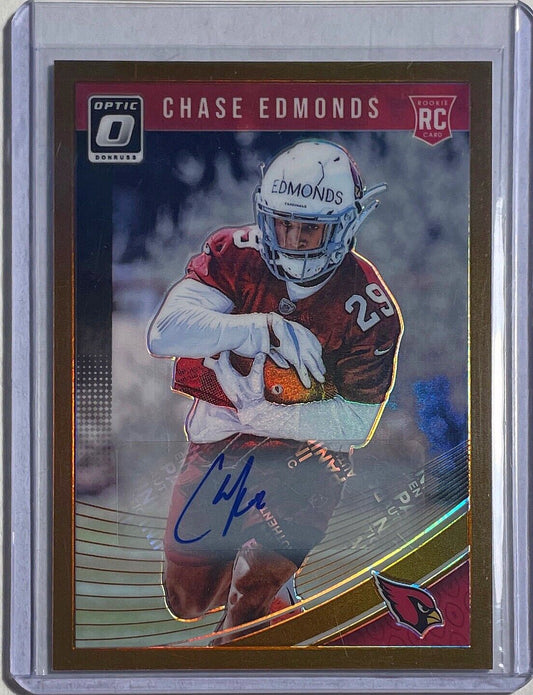 CHASE EDMONDS 2018 PANINI DONRUSS OPTIC BRONZE AUTO PRIZM ROOKIE RC #136