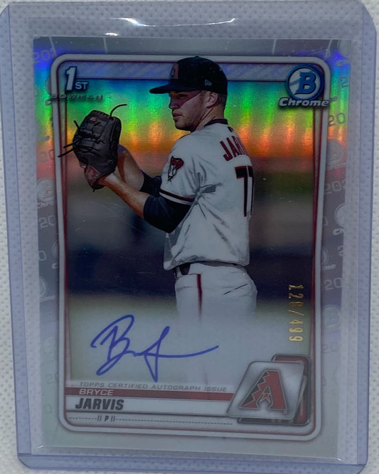 BRYCE JARVIS 2020 TOPPS 1ST BOWMAN CHROME PROSPECTS REFRACTOR AUTO #D 128/499