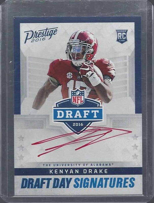 KENYAN DRAKE 2016 PRESTIGE DRAFT DAY SIGNATURES RED INK ON CARD AUTO RC SSP