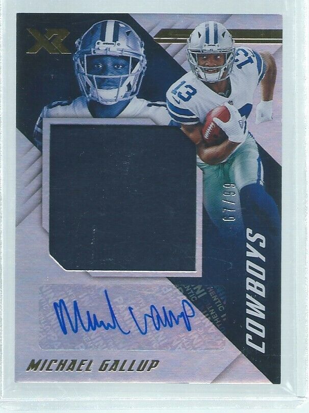 MICHAEL GALLUP 2018 PANINI XR JUMBO ROOKIE JERSEY AUTO RC #D 67/99