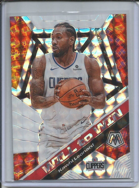 KAWHI LEONARD 2019-20 PANINI MOSAIC WILL TO WIN SILVER WAVE PRIZM CLIPPERS #4