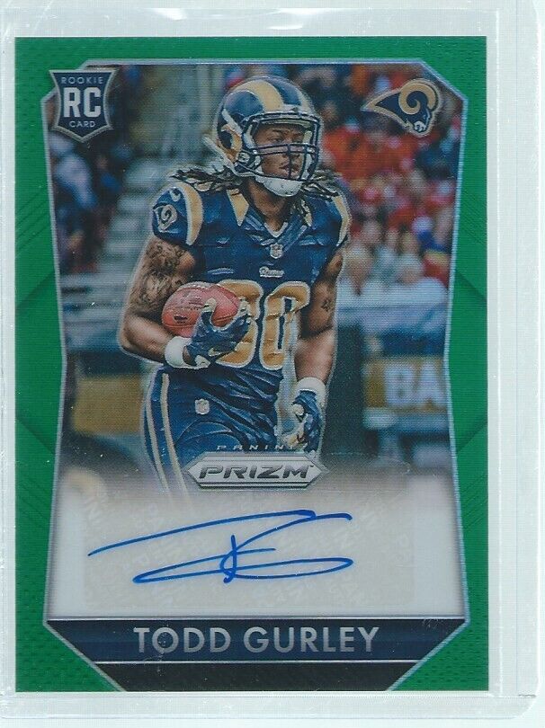 TODD GURLEY 2015 PANINI PRIZM AUTO GREEN RC #D 7/99