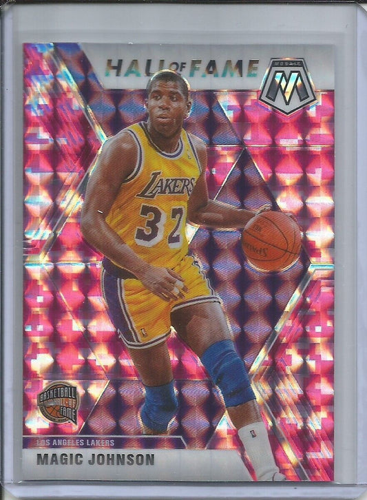 MAGIC JOHNSON 2019-20 PANINI MOSAIC HALL OF FAME CAMO PINK PRIZM LAKERS #291