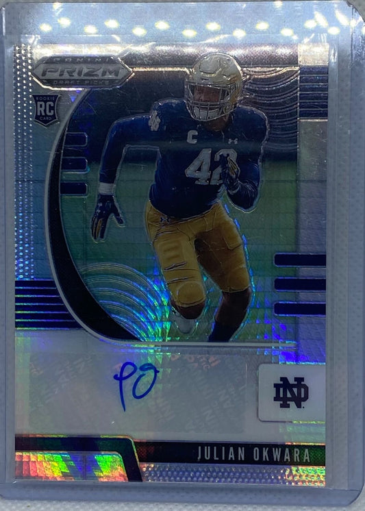 JULIAN OKWARA 2020 PANINI PRIZM DRAFT PICKS HYPER PRIZM AUTO RC #D 34/75