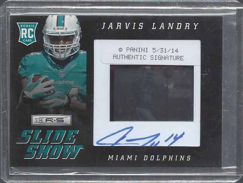 JARVIS LANDRY 2014 ROOKIES & STARS SLIDESHOW FILM SLIDE ON CARD AUTO RC #D /100