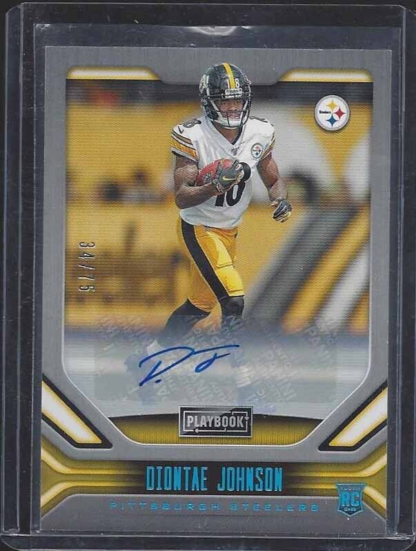 DIONTAE JOHNSON 2019 PANINI PLAYBOOK BLUE STEELERS ROOKIE AUTO RC #D 34/75