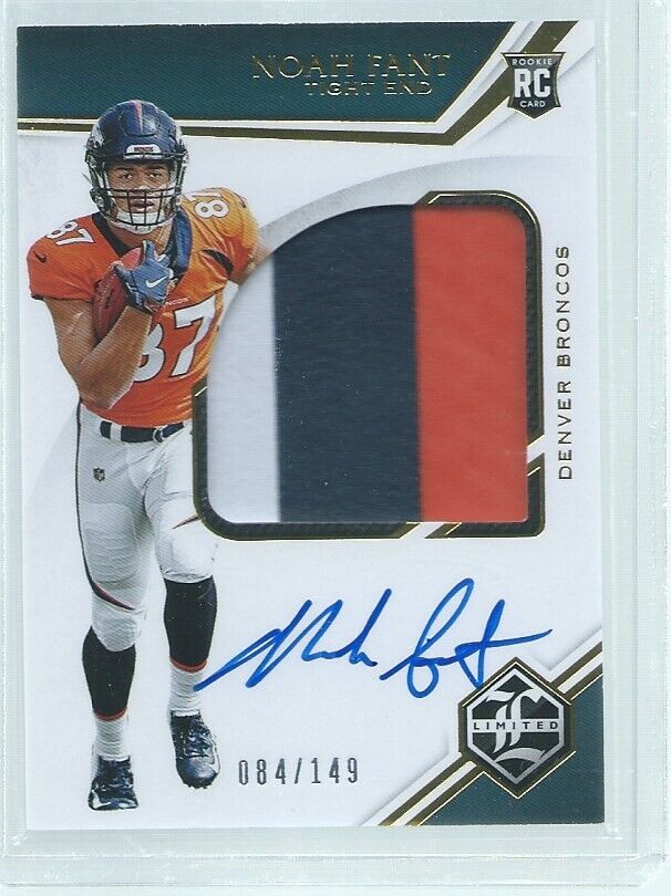 NOAH FANT 2019 PANINI LIMITED JUMBO RPA 3 COLOR PATCH ON CARD AUTO RC #D 84/149