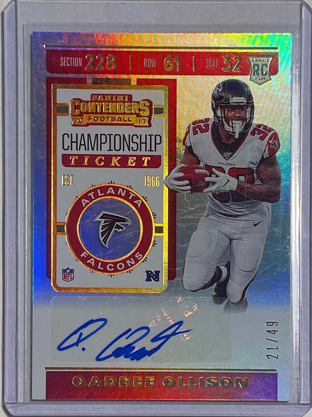 QADREE OLLISON 2019 PANINI CONTENDERS CHAMPIONSHIP TICKET AUTO ROOKIE RC #D /49